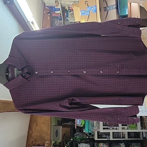 Saddlebred Red Blue Men's Long Sleeve Shirt Large Wrinkle Free - Picture 1 of 5